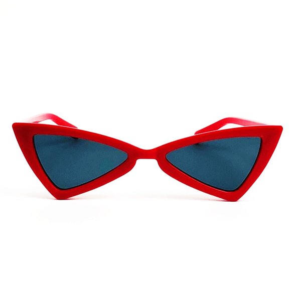 Red Retro Sunglasses Triangle Lens Decade Eighties - Picture 1 of 16